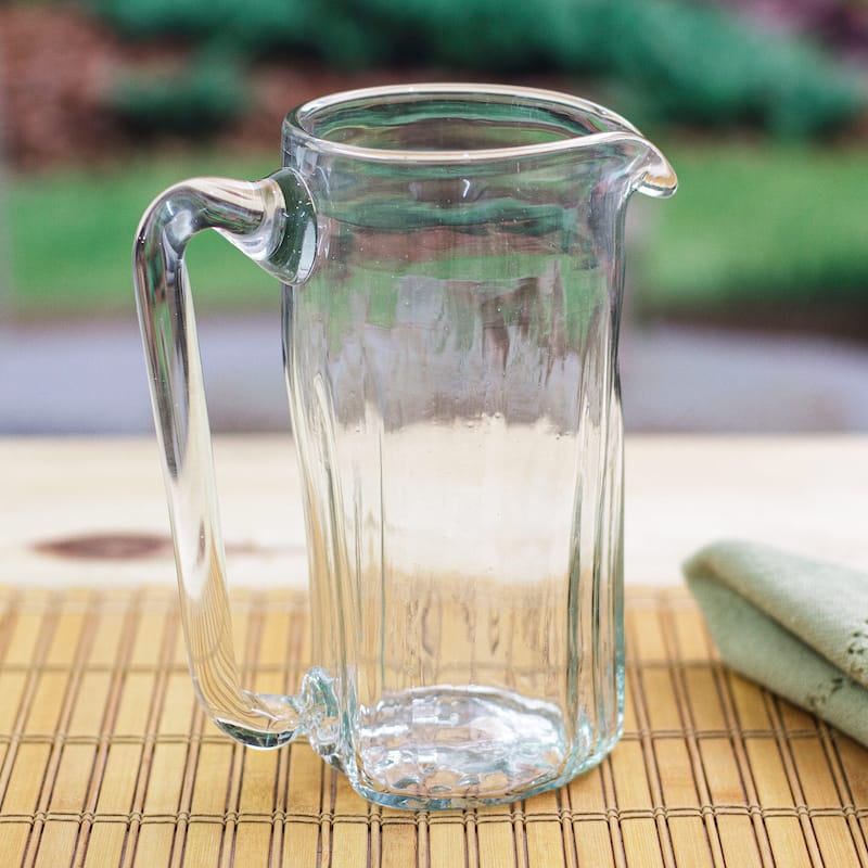 Novica Handmade Garden Relaxation Blown Recycled Glass Pitcher