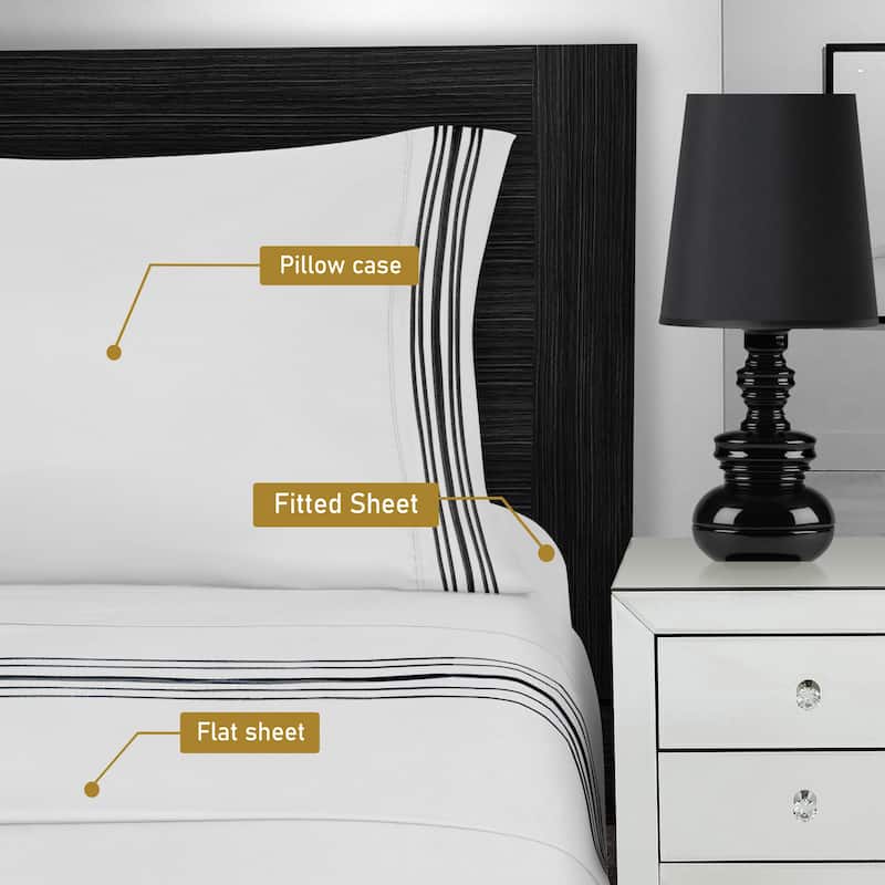 Superior Embroidered Microfiber Deep Pocket Bed Sheet Set