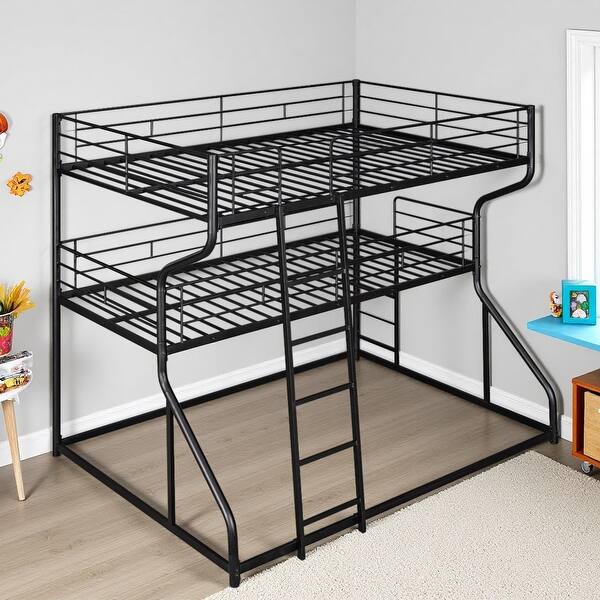 Full XL over Twin XL over Queen Metal Triple Bunk Bed with Long and ...