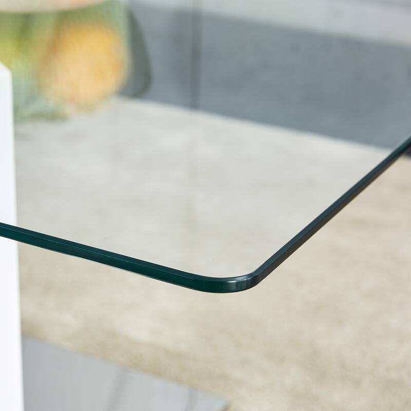 47.2" Modern Rectangular Coffee Table with Tempered Glass Tabletop and MDF Legs