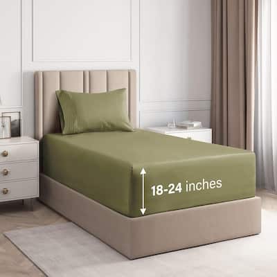 CGK Linens 4 Piece 100% Cotton Inch Extra Deep Pocket Bed Sheet Set