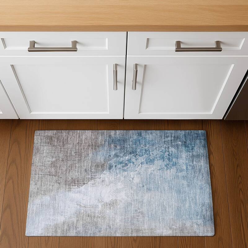 Premium Washable Super Soft Modern Contemporary Mayfield Rug - 1'8" x 2'6" - Denim