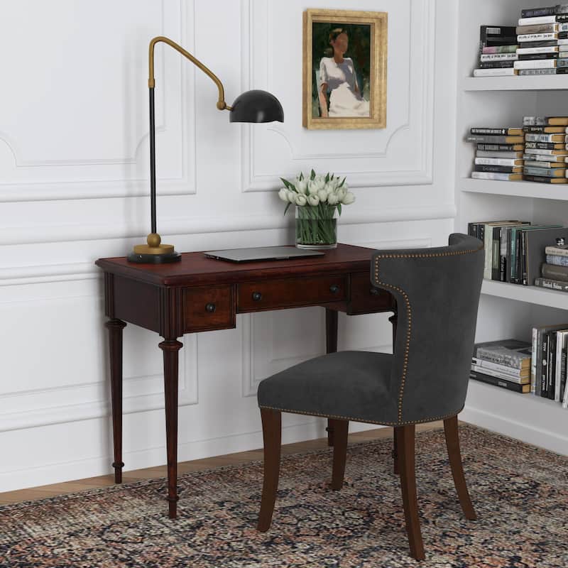 Edmund 38" Writing Desk with Storage - Cherry Brown