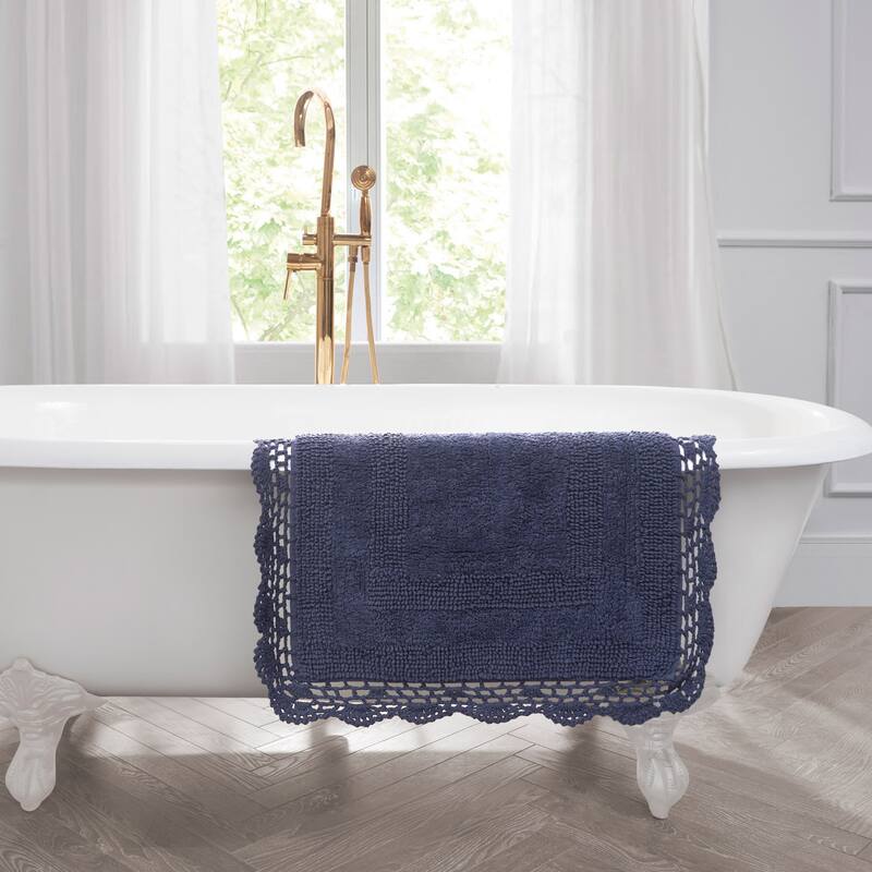 Laura Ashley Reversible Cotton Crochet Bath Rug