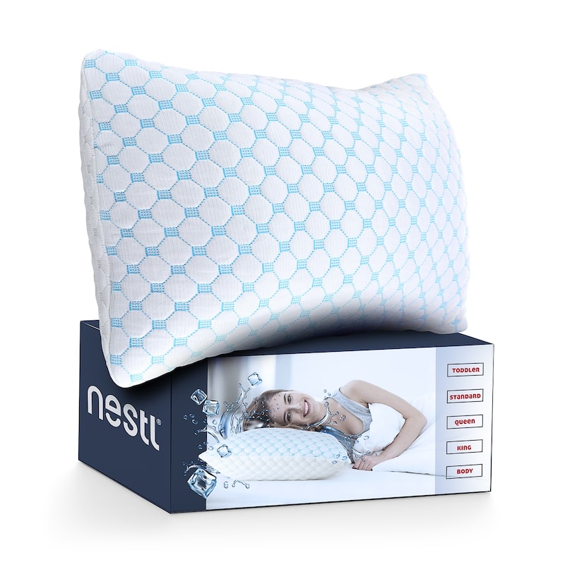 Nestl Coolest Heat and Moisture Reducing Ice Silk Pillow - Gel Infused Adjustable, Breathable, and Washable Memory Foam Pillow - Toddler 13" x 18" - Single