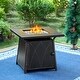 preview thumbnail 1 of 8, Sophia & William Gas Fire Pit Table, 28 50,000BTU Progane Fire Pits Table with Blue Fire Glass and Lid, Black Black
