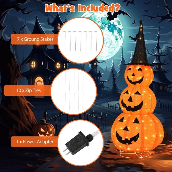 ハロウィン ちびダブル【1229】 Costway 5 FT Lighted Halloween Decorations Collapsible