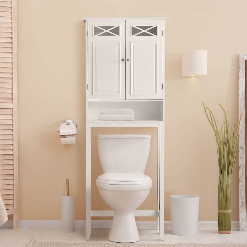 Teamson Home Dawson Over-the-Toilet Space Saver, White - 8"L x 25"W x 68"H