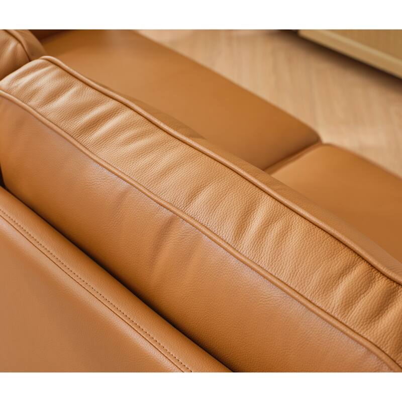 94.5" Genuine Leather L-Shaped Sectional Sofa with Left Chaise Lounge and Modern Design