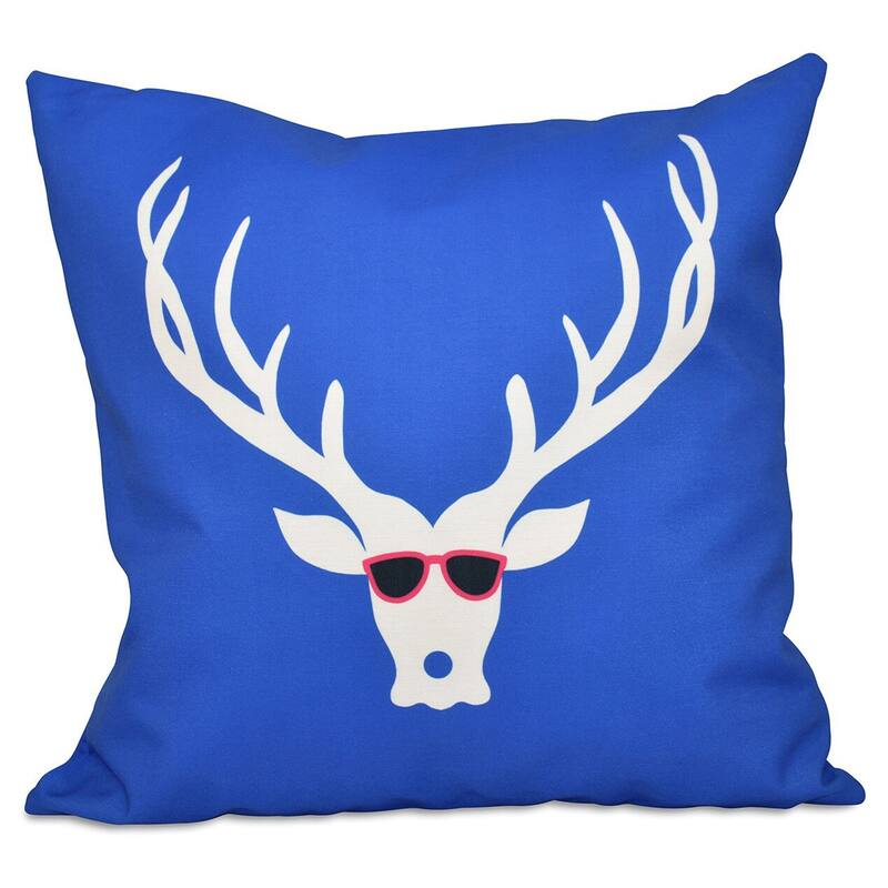 Blue/ Red/ Green Decorative Holiday Cool Christmas Deer Print 20-inch Pillow - Royal
