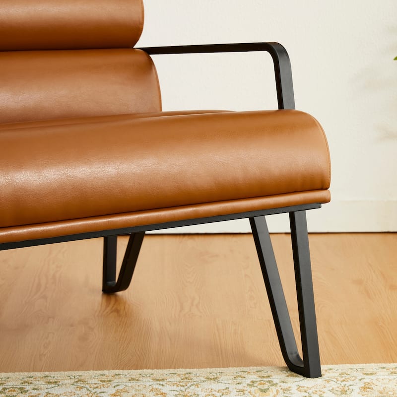 Glitzhome 26.75"W Modern Comfy PU Leather Accent Chair with Metal Frame