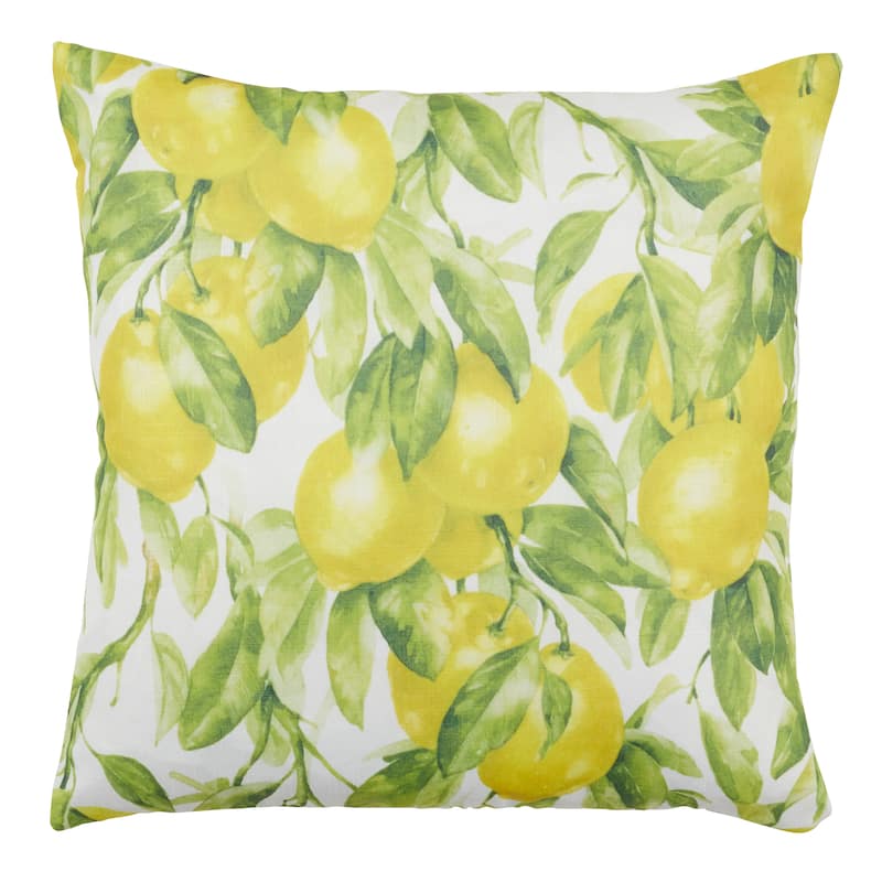 Printed Throw Pillow With Lemon Design