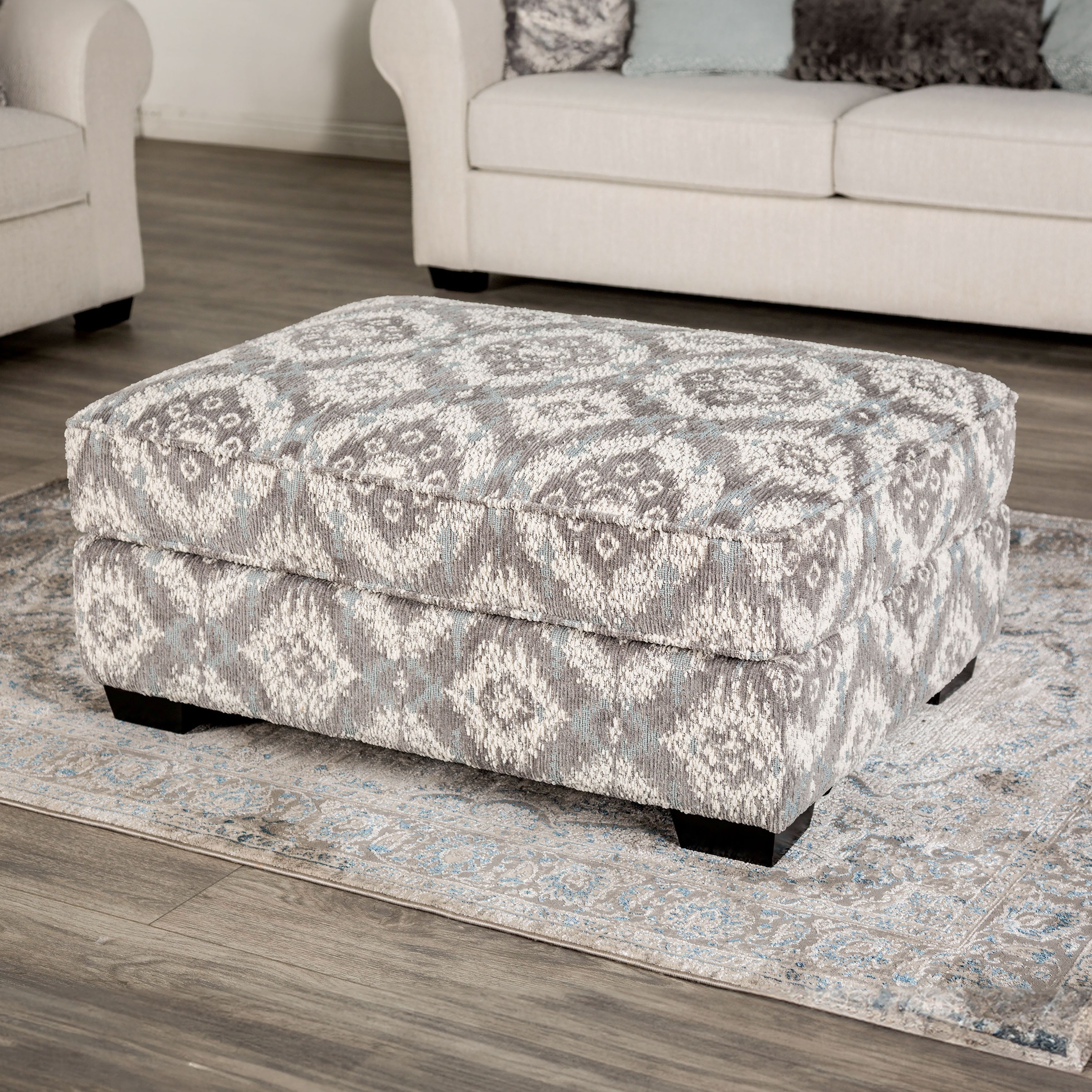 Furniture of America Suppet Solid Wood 40-inch Upholstered Ottoman
