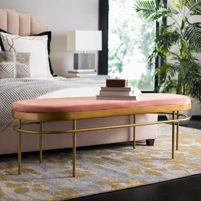 SAFAVIEH Omie Oval Bench - 63" x 22" x 20" - 63Wx22Dx20H