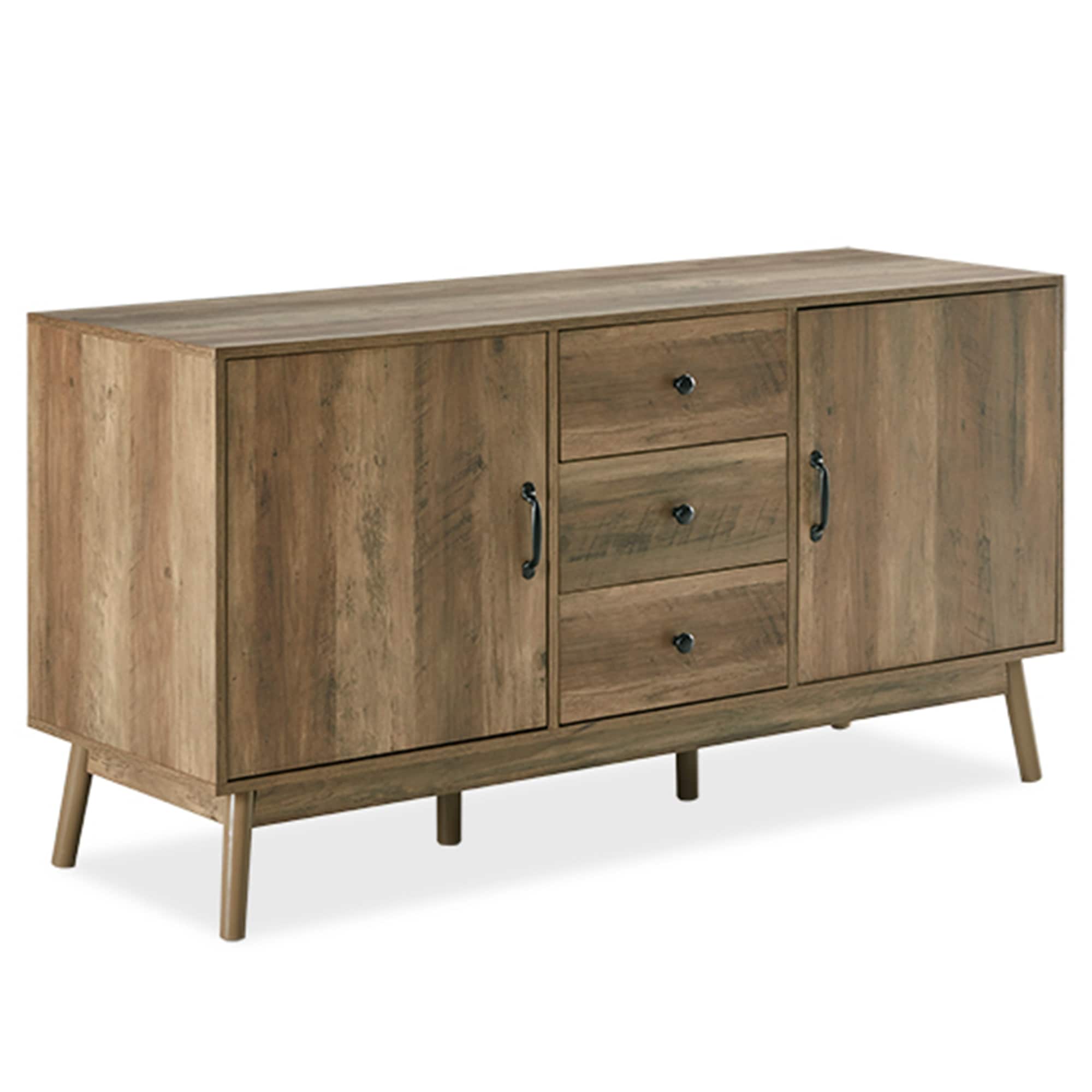Dark Walnut Belleze Liam 55 Rustic Farmhouse Wood Sideboard Universal Stand Buffet Cabinet Living Room Glass Storage Buffets Sideboards Kitchen Dining Room Furniture Fcteutonia05 De