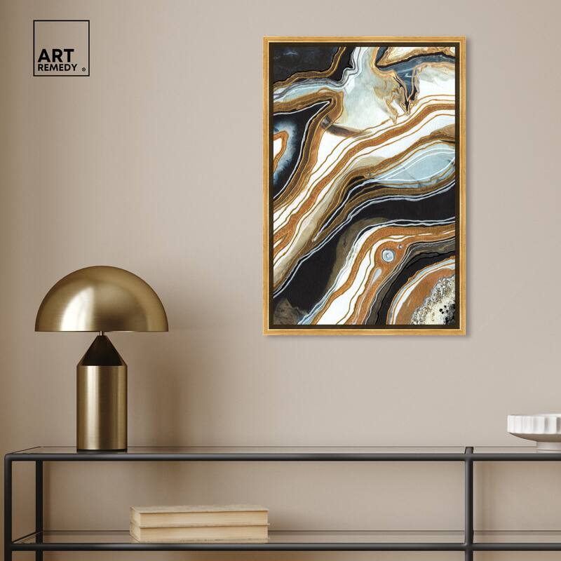 Art Remedy Black And Gold I Framed Mineral, Agate & Geode 1 Piece Canvas Wall Art