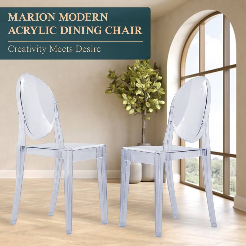 Acrylic Dining Chair Modern Transparent Stackable Side Chair No Asseembly