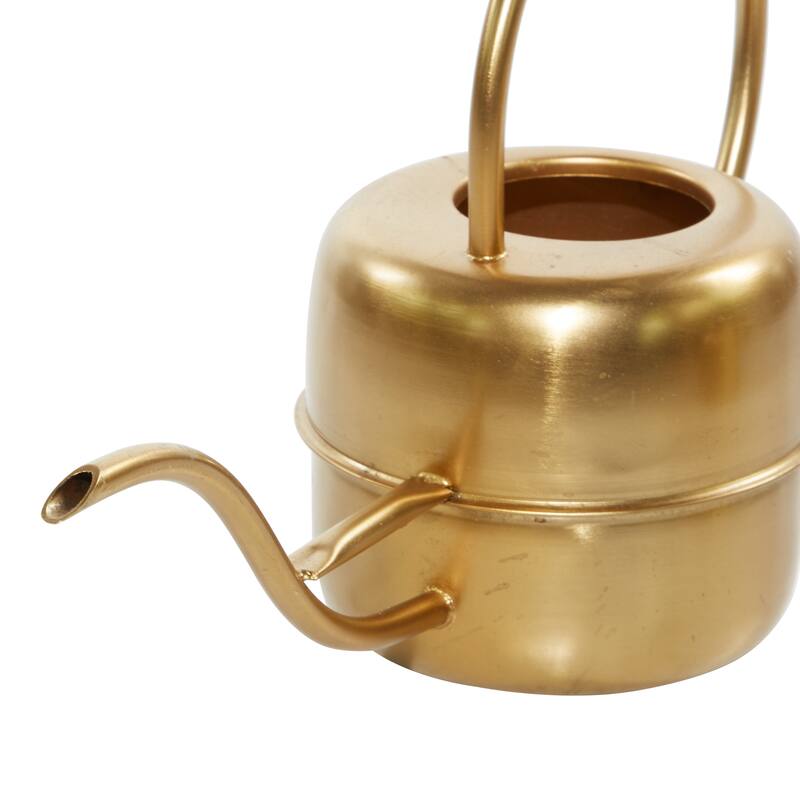 Gold Metal Indoor Outdoor Watering Can Planter (Set of 3) - 13 x 6 x 9Round