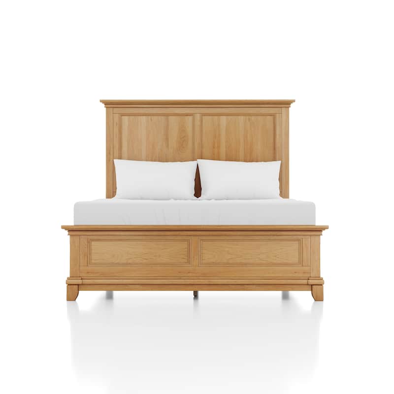 Furniture of America Wellington Farmhouse Natural Oak Solid Wood Panel Bed