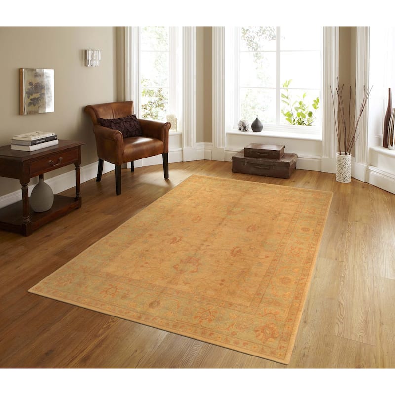 Pasargad Home Turkish Oushak Hand-knotted Beige Wool Rug - 8' 2" X 9' 9"