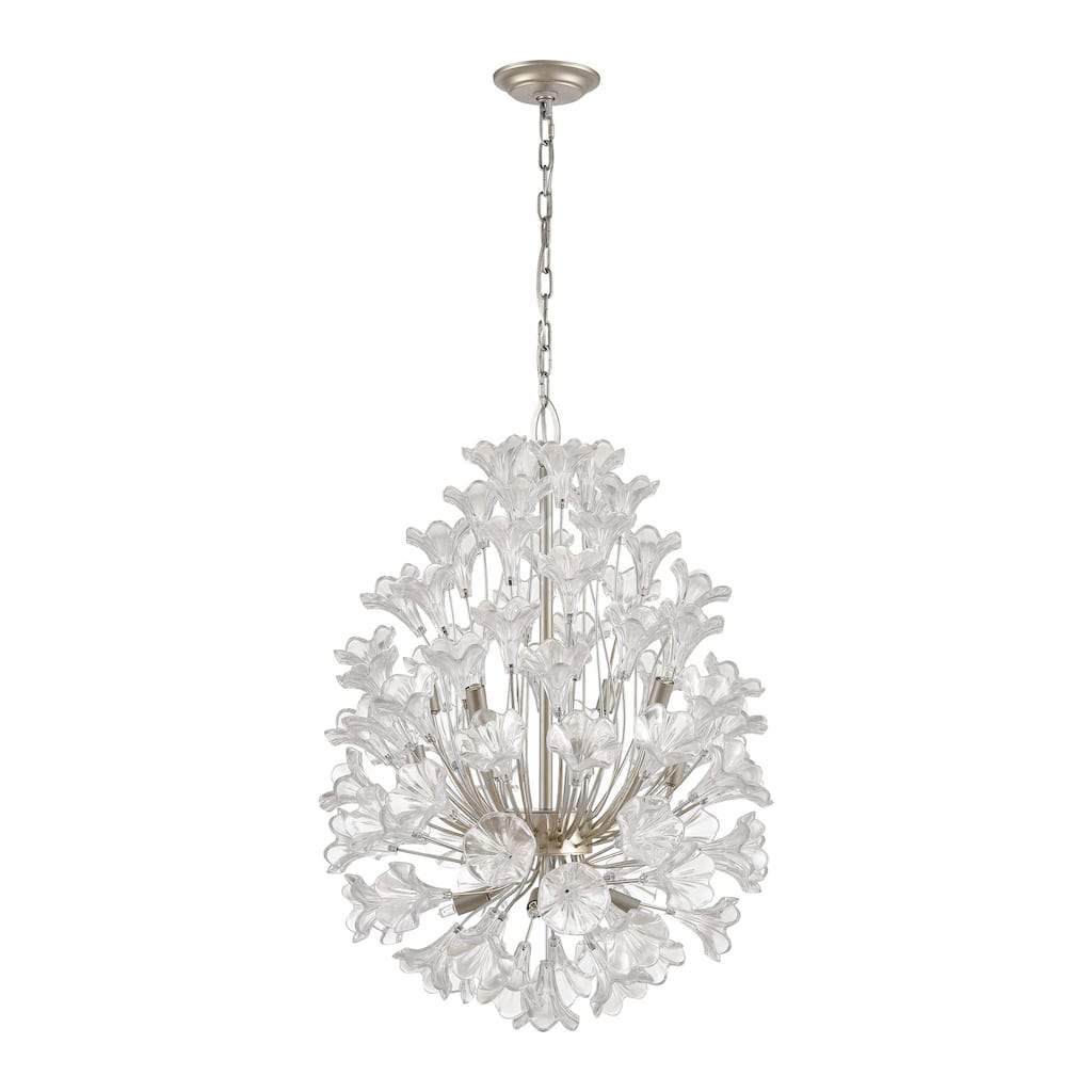 Celene 22-inch Wide 12-Light Chandelier in Aged Silver - 22in W