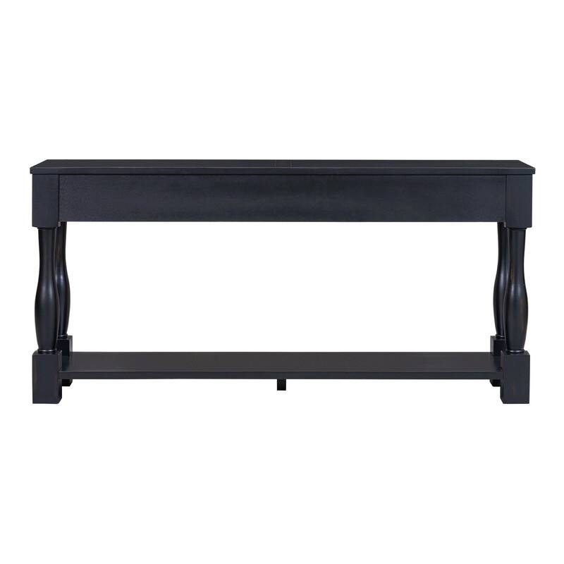 63"Long Console Table with 3 Drawers and Shelf for Entryway and Living Room in Mediterranean Design