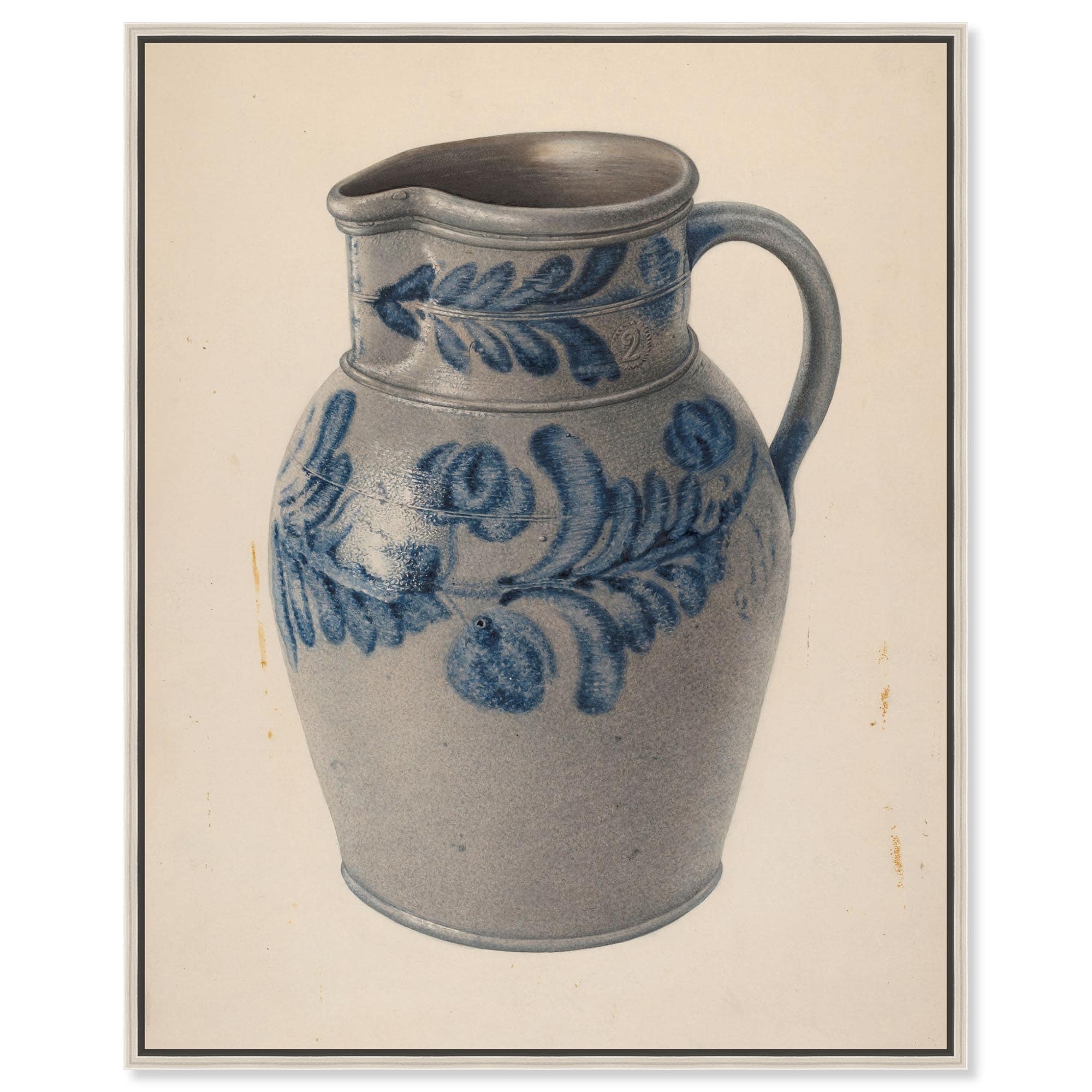 Blue Vine Vintage Art Framed Canvas Print by Art Remedy