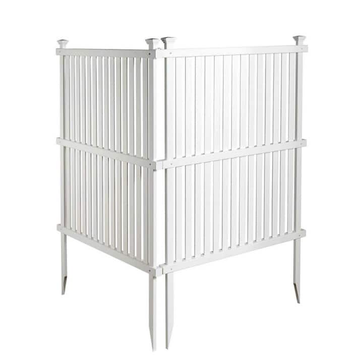 Privacy Screen Panels Kit Air Conditioner Trash Can Enclosure Vinyl White Color