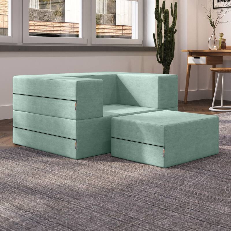 Jaxx Zipline Convertible Sleeper Chair and Ottoman/ Twin-size Bed
