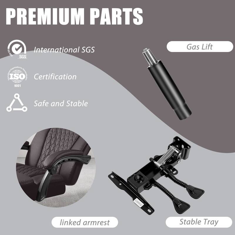 BOSSIN 400lbs Big & Tall Office Chair, Reclining Executive Chair with Footrest, Adjustable Headrest, PU Leather High Back,