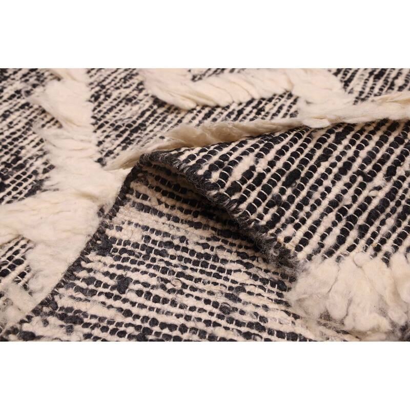 ECARPETGALLERY Hand-knotted Looma Black, Cream Wool Rug - 8'3 x 10'2