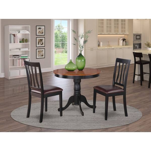 Shop Black Round Kitchen Table Plus 2 Dining Room Chairs 3 Piece