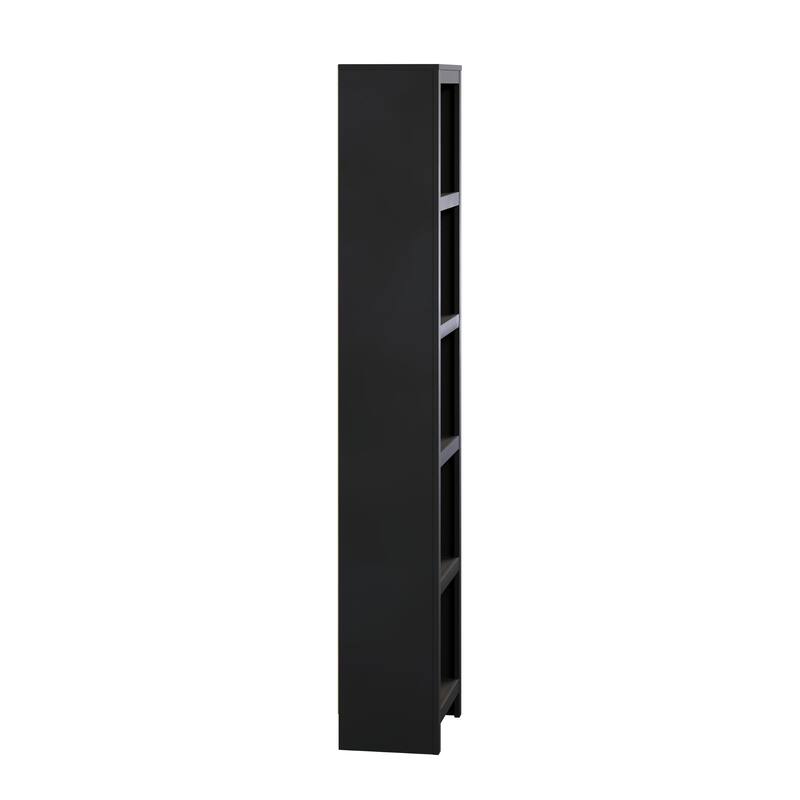 Prepac Moda 80" H 5-Tier Narrow Bookcase, Modern Storage Accent Bookshelf with 3 Adjustable Shelves for Home Office, Living Room