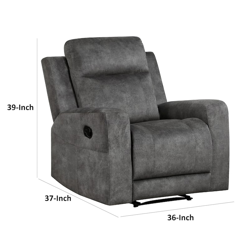 Tesy Manual Reclining Chair, Dark Gray Brown Microfiber, Foam Cushions