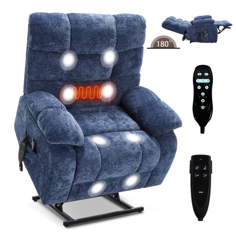 Lift Recliner Chair Heat Massage Dual Motor Infinite Position Large Electric Power Lift Recliners with Power-Remote,Medium-firm