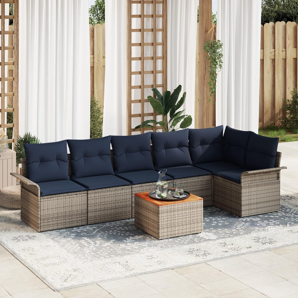 vidaXL 7 Piece Garden Sofa Set with Cushions - 117.1×52.2×27.2