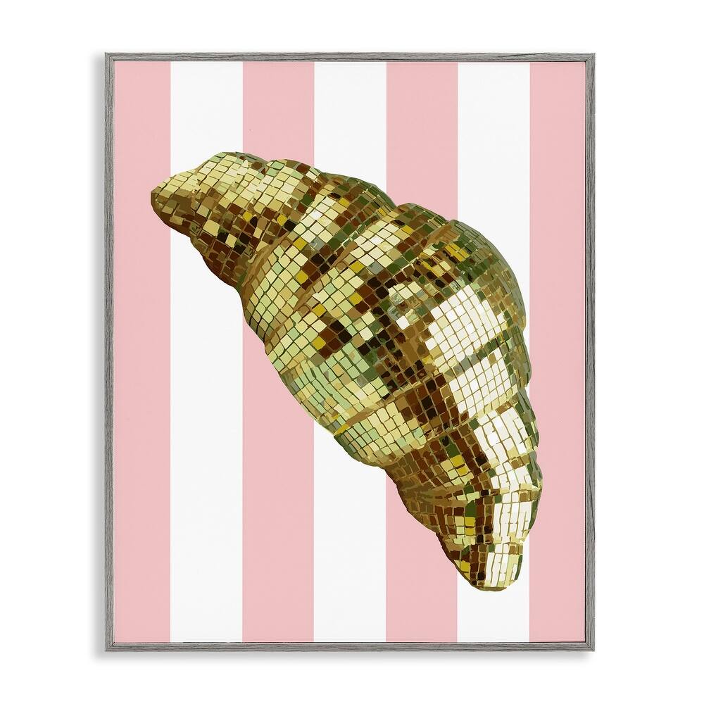 Stupell Disco Croissant & Pink Stripes Framed Giclee Art Design By Lil' Rue
