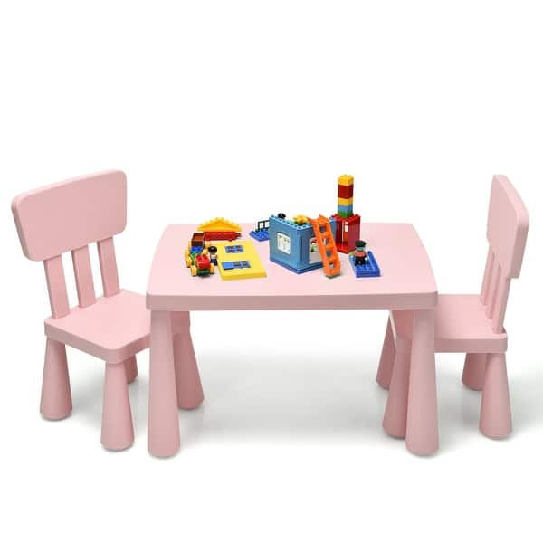 slide 2 of 10, Gymax Kids Table & 2 Chairs Set Toddler Activity Play Dining Study - See Details Pink