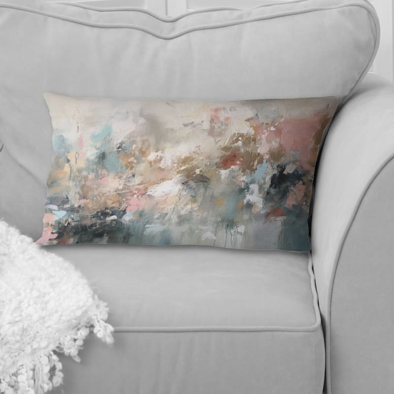Designart "Brushstroke Abstract Painting I" Abstract Printed Throw Pillow - 12 x 20