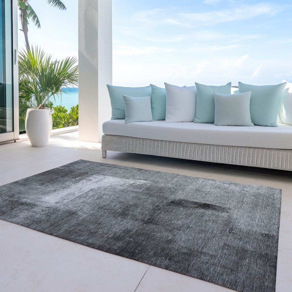 Machine Washable Indoor/ Outdoor Chantille Solid Ombre Rug