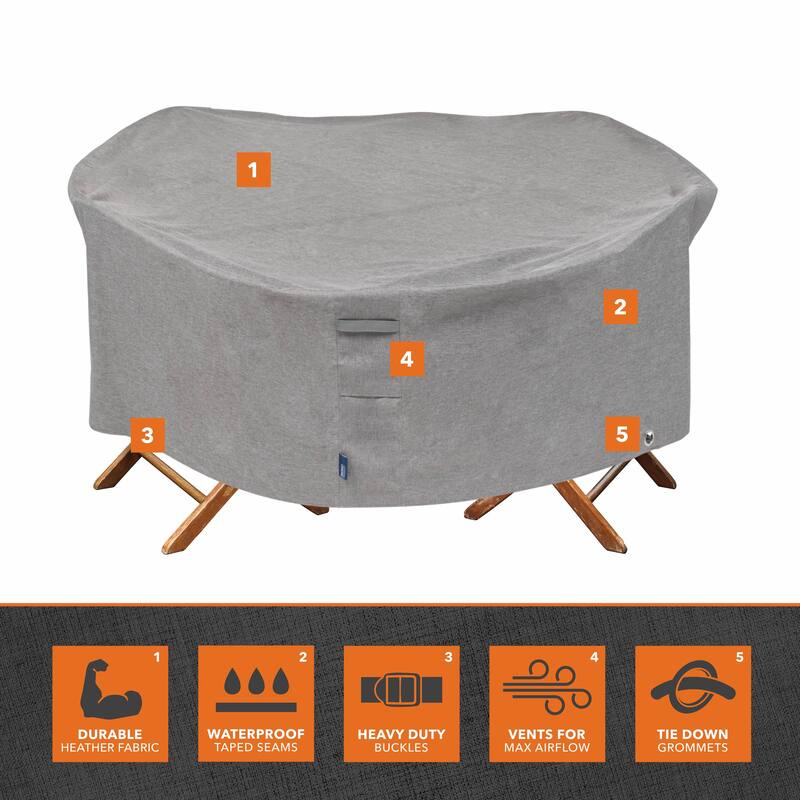 Modern Leisure Garrison Waterproof Table & Chair Cover, 94" Round, Granite - 94" x 94" x 23"