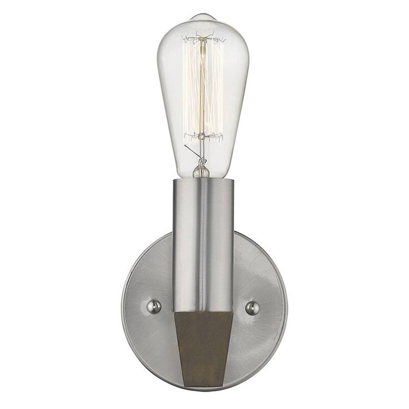 Modern Wall Sconce with Silver Metal and Wood Accent LED Compatible 60W Max for Bedroom or Living Room