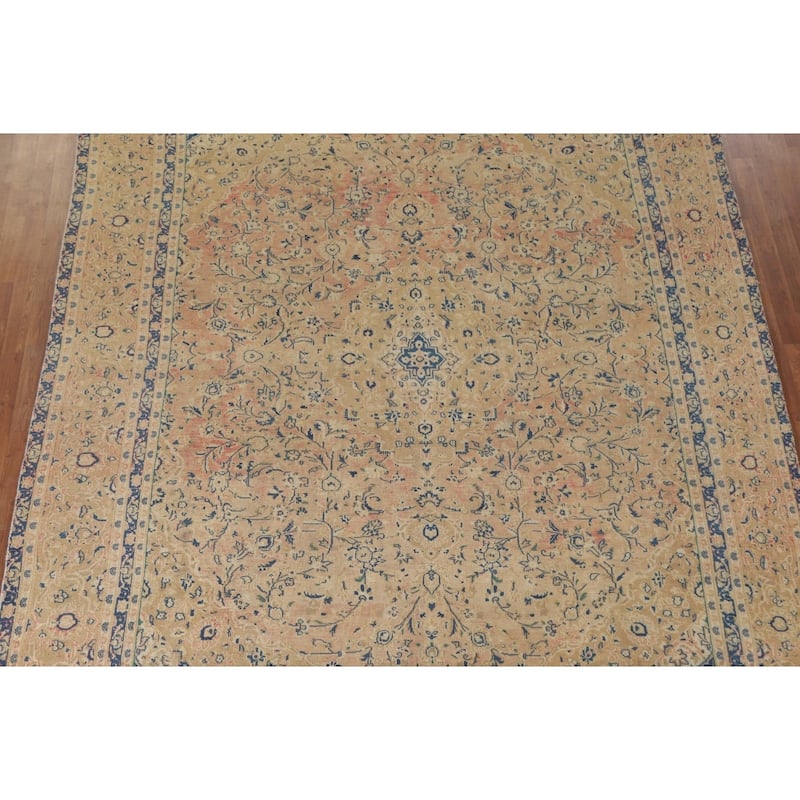 Hand Knotted Oriental 100% Wool Carpet Traditional Floral Pink Kashan Area Rug - 11' 11'' X 10' 1''