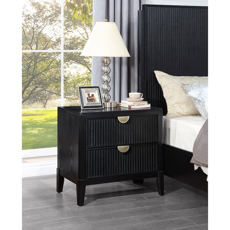 Brookmead 2-drawer Wood Nightstand Black