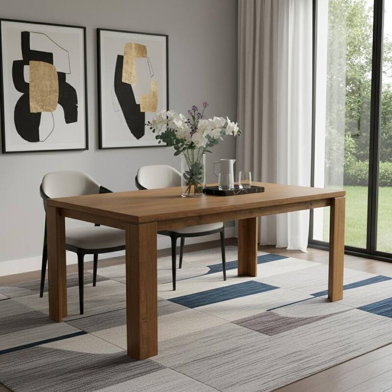 HomeRoots 63" Walnut Solid Wood Dining Table - 63.00 in. x 29.50 in. x 35.40 in. - Natural - 63.00 in. x 29.50 in. x 35.40 in.