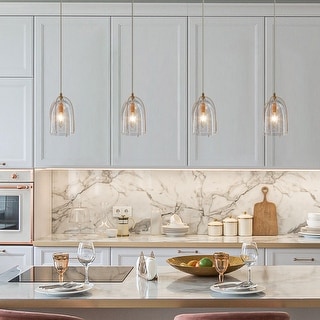 Mini Modern Gold 1-light Compact Glass Island Pendant Lights for Dining Room - D5.06" x H8.57"