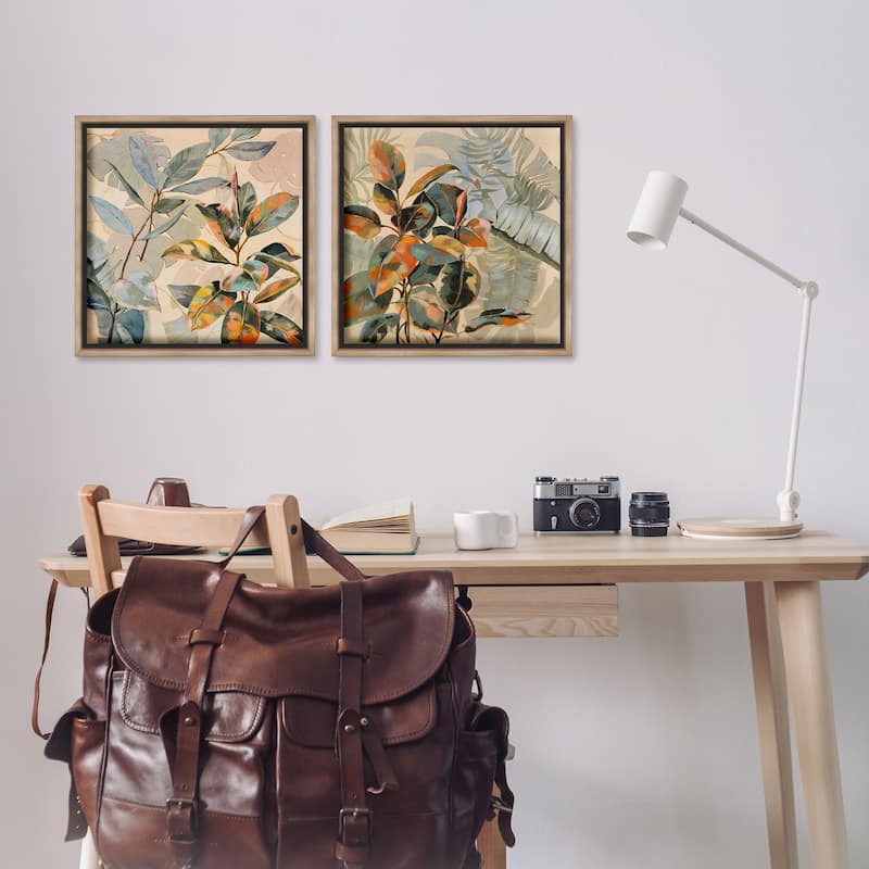 Stupell Neutral Tropical Organics Framed Floater Canvas Wall Art Design By Dusza (Set of 2)