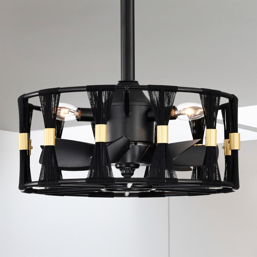 Lutz 16 Inch Matte Black and Gold Modern Fandelier