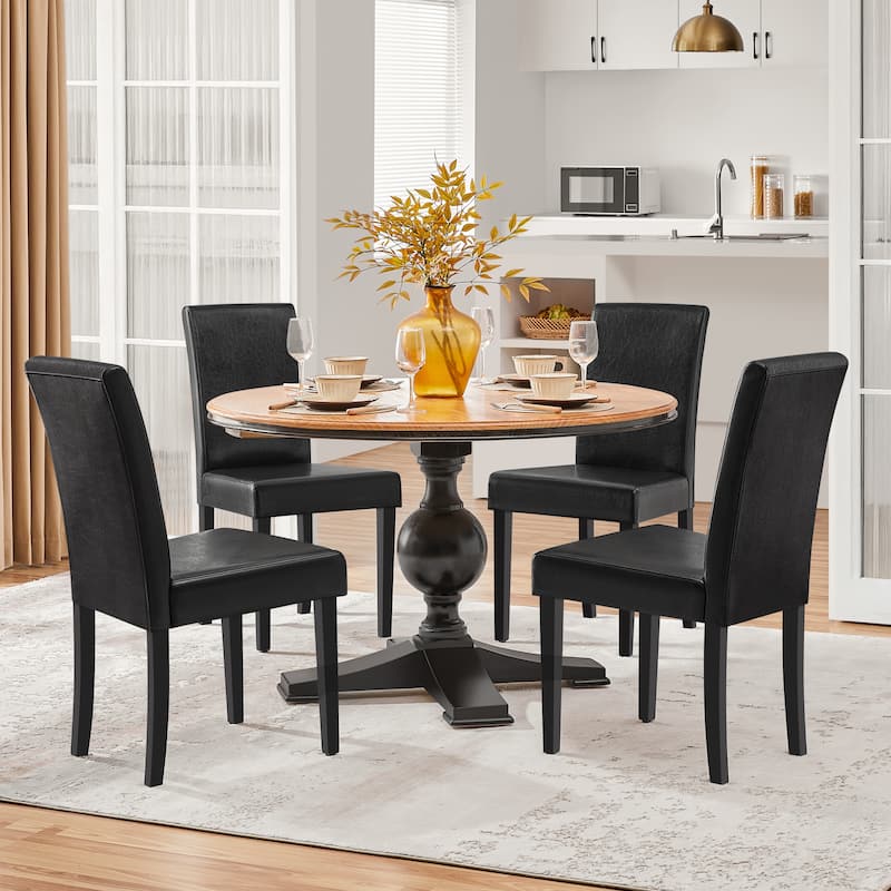 Yaheetech 4pcs Dining Room Chairs High Back for Home - Black