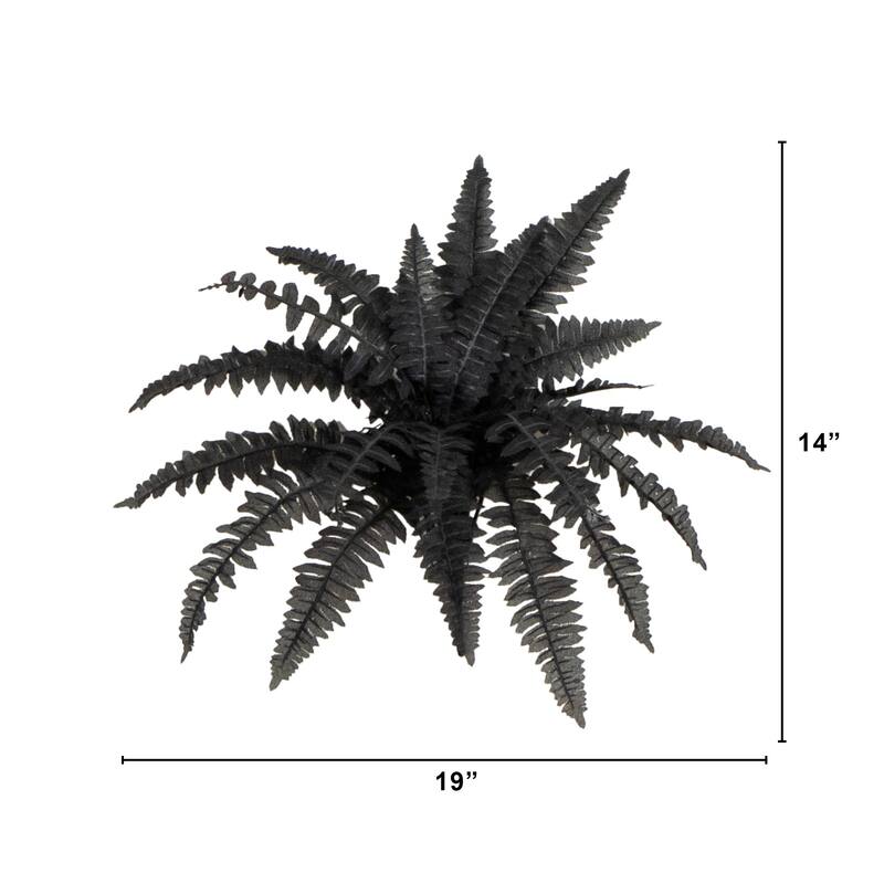 Boston Fern Halloween Artificial Plants - 21" - Black - Set of 6